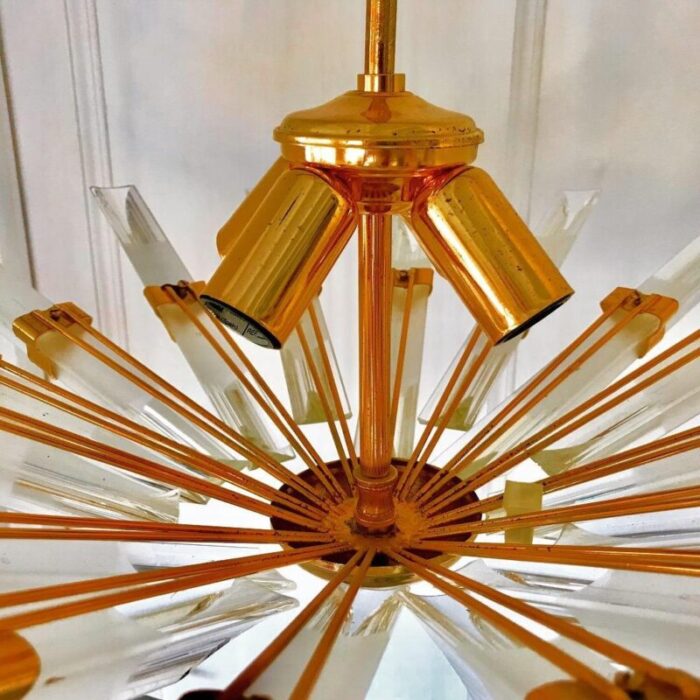 gilt gold glass murano chandelier from venini italy 1980s 6