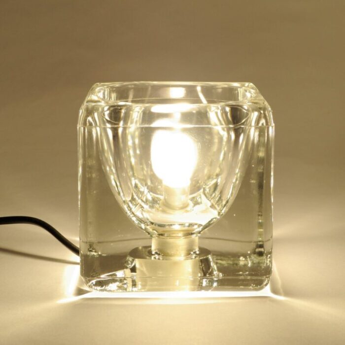 glass cubic table lamp from peill putzler 1970s 2