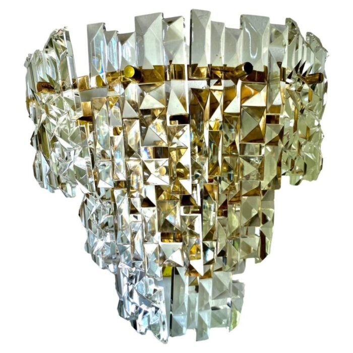 glass cut with brass chandelier from kinkeldey austria 1970s 1