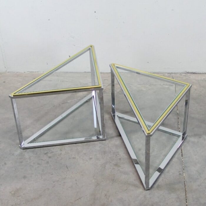 glass side tables 1970s set of 2 2