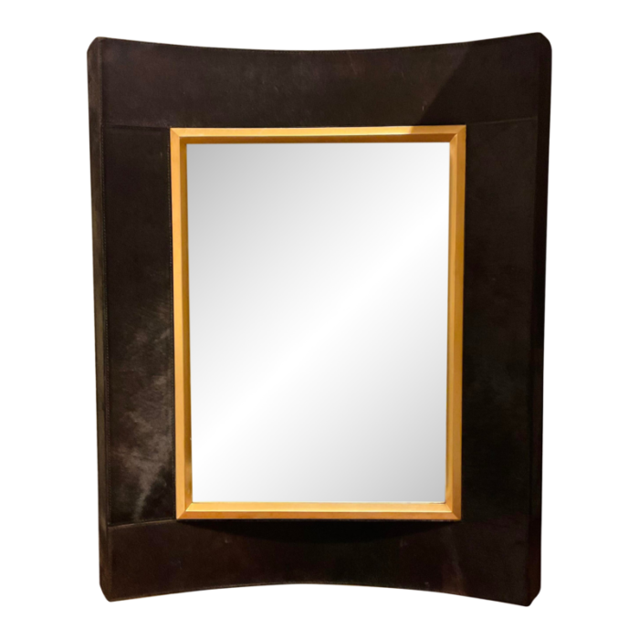 global views modern black hair on hide curved wall mirror 8303