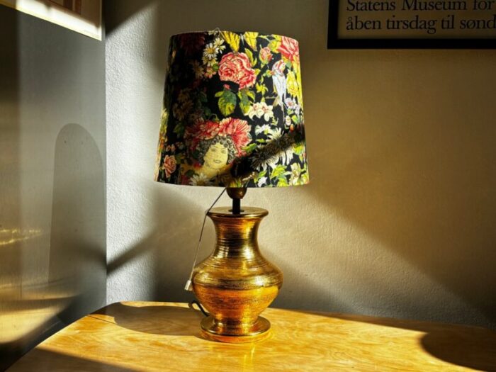 gold ceramic table lamp by aldo londi for bitossi 1