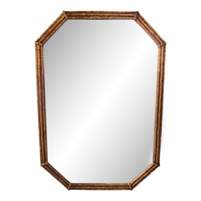 gold giltwood bamboo style wall mirror circa 1960s 2988