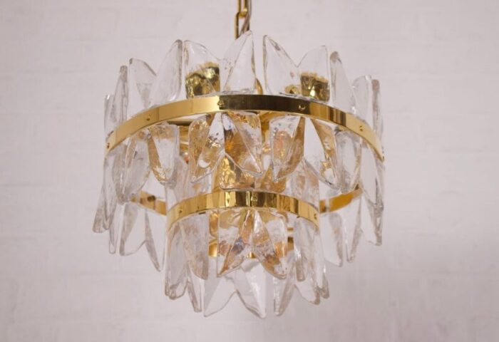 golden brass and crystal corina chandelier from kalmar 1970s 1