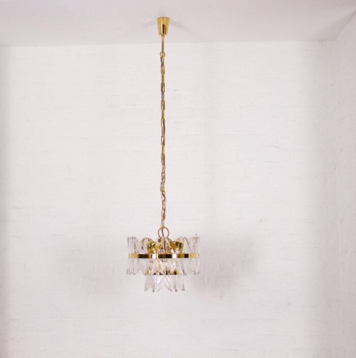 golden brass and crystal corina chandelier from kalmar 1970s 2