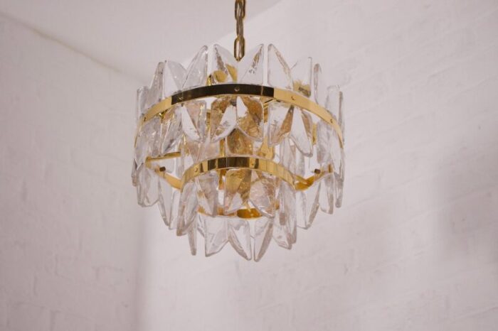 golden brass and crystal corina chandelier from kalmar 1970s 4