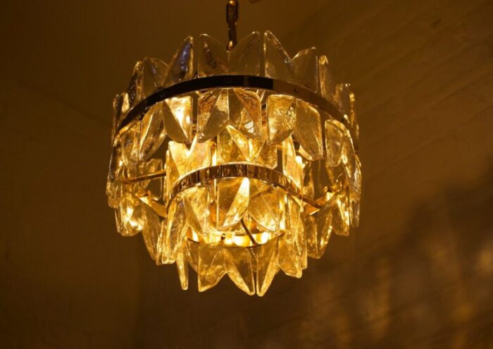 golden brass and crystal corina chandelier from kalmar 1970s 5