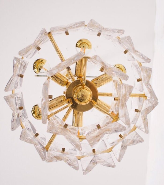 golden brass and crystal corina chandelier from kalmar 1970s 6