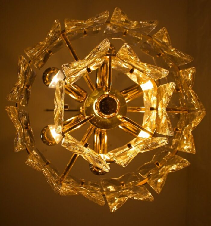 golden brass and crystal corina chandelier from kalmar 1970s 7