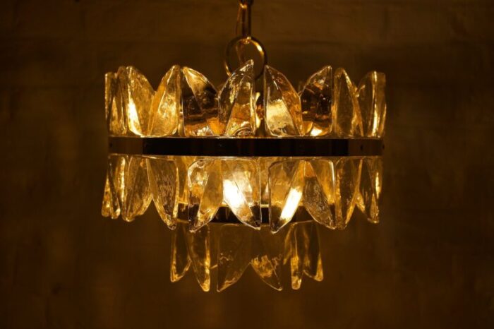 golden brass and crystal corina chandelier from kalmar 1970s 8