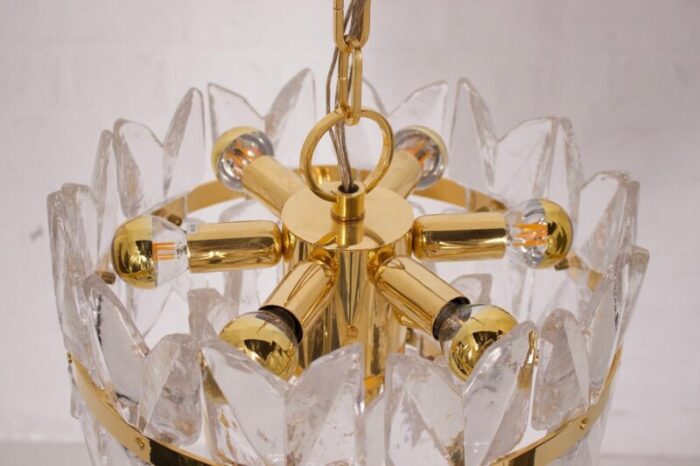 golden brass and crystal corina chandelier from kalmar 1970s 9