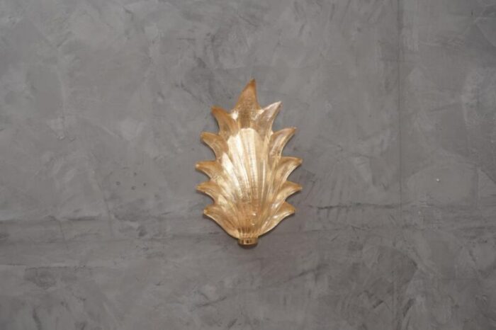 golden murano glass and brass wall light 1990s 9786