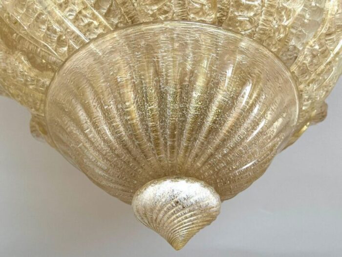 golden murano glass flush mount ceiling light attributed to barovier toso italy 2