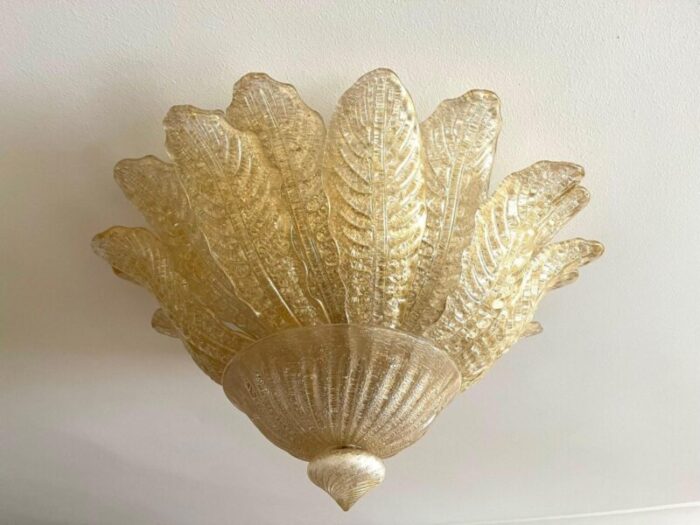 golden murano glass flush mount ceiling light attributed to barovier toso italy 3