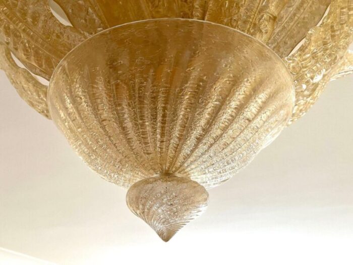 golden murano glass flush mount ceiling light attributed to barovier toso italy 6