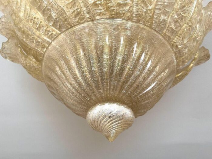 golden murano glass flush mount ceiling light attributed to barovier toso italy 8