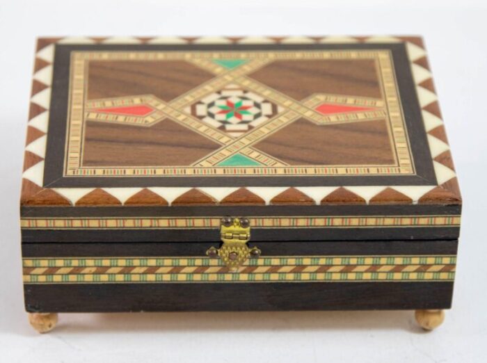 granada moorish spain inlaid marquetry jewelry music box 3956