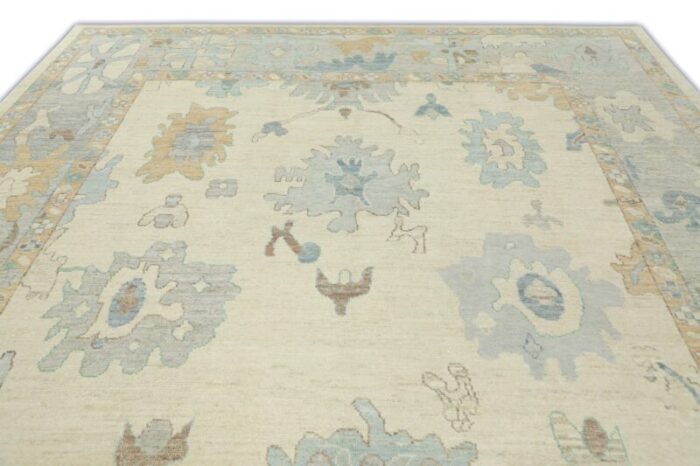 gray cloud ash field multicolor handwoven turkish oushak rug 103 x 143 3777