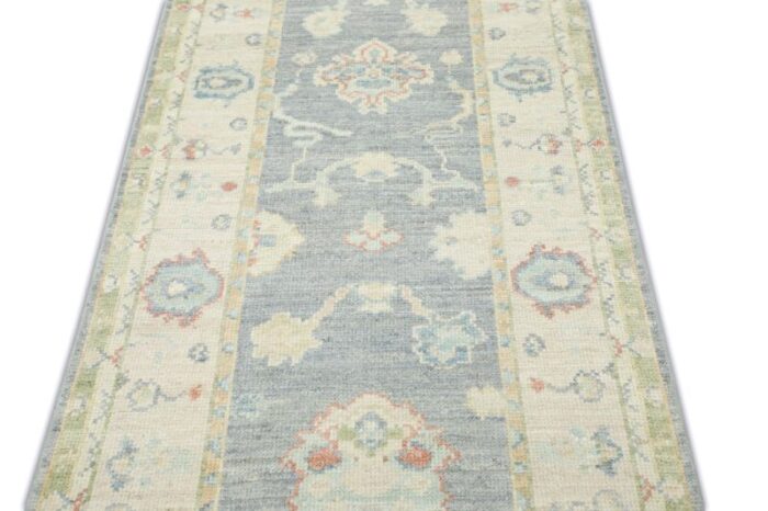 gray cloud ash powder field multicolor handwoven turkish oushak rug 3 x 162 5722