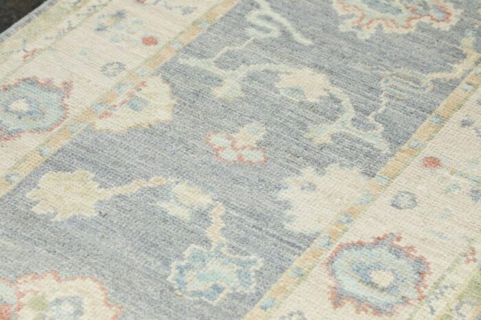 gray cloud ash powder field multicolor handwoven turkish oushak rug 3 x 162 6422