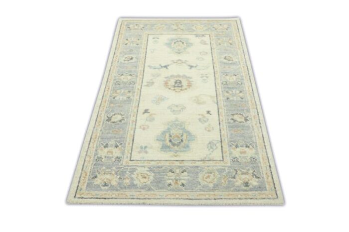 gray cloud field multicolor handwoven turkish oushak rug 31 x 54 0203