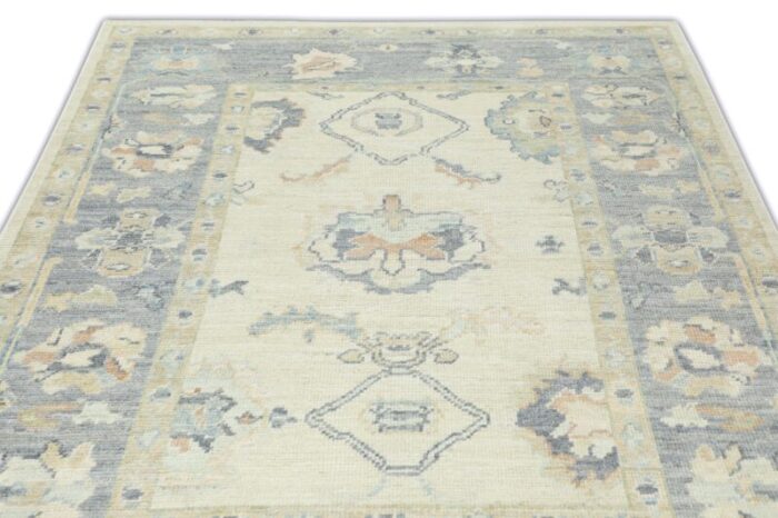 gray coral reef field multicolor handwoven turkish oushak rug 51 x 61 2672