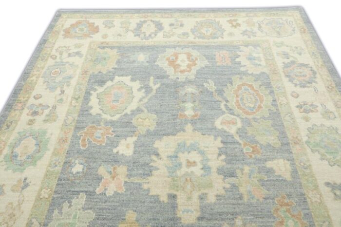 gray nobel nickel field multicolor handwoven turkish oushak rug 63 x 93 1369