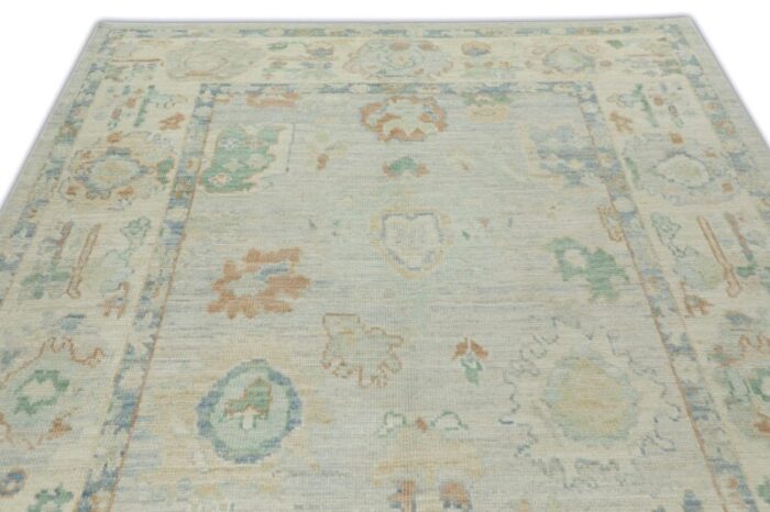 gray pale leaf field multicolor handwoven turkish oushak rug 63 x 9 9331