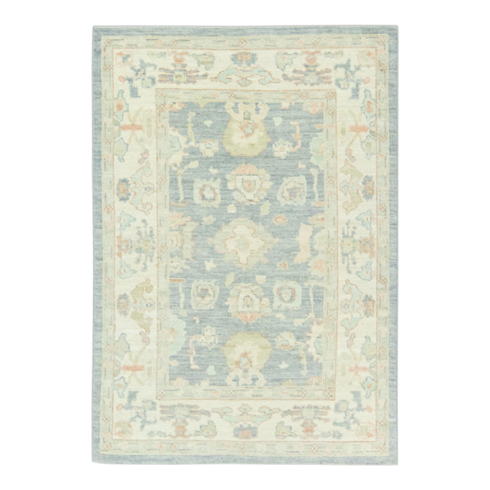 gray rock field multicolor handwoven turkish oushak rug 51 x 73 0247