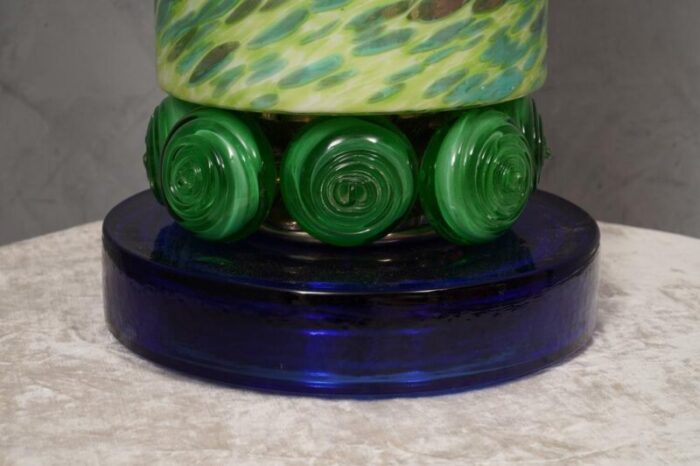 green and blue murano glass table lamp 1980s 4197