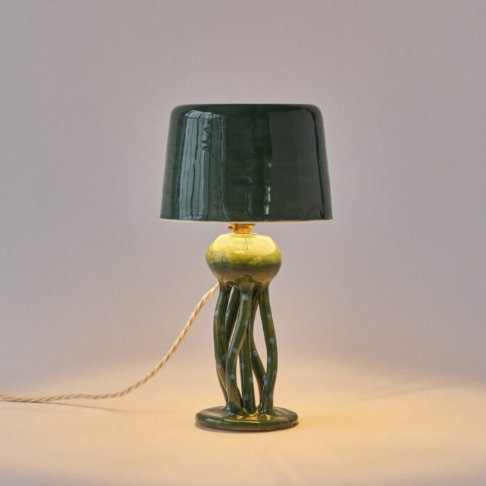 green squid table lamp by martu ceramics 2