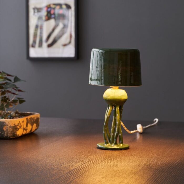 green squid table lamp by martu ceramics 4