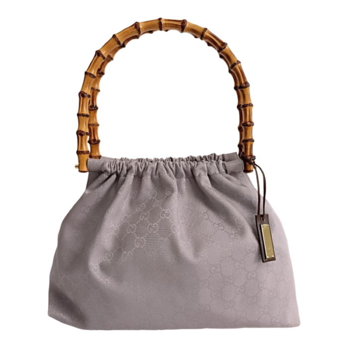 gucci gucci gucci bamboo gg handbag in lilac canvas 1301