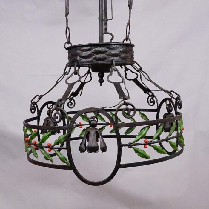 handforged iron chandelier germany 1890s 3