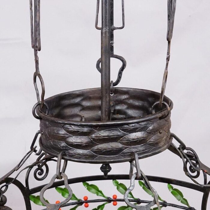 handforged iron chandelier germany 1890s 8