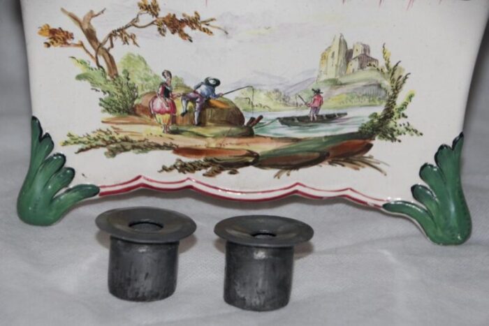 handpainted ceramic and pewter inkwell france 18th century 0279