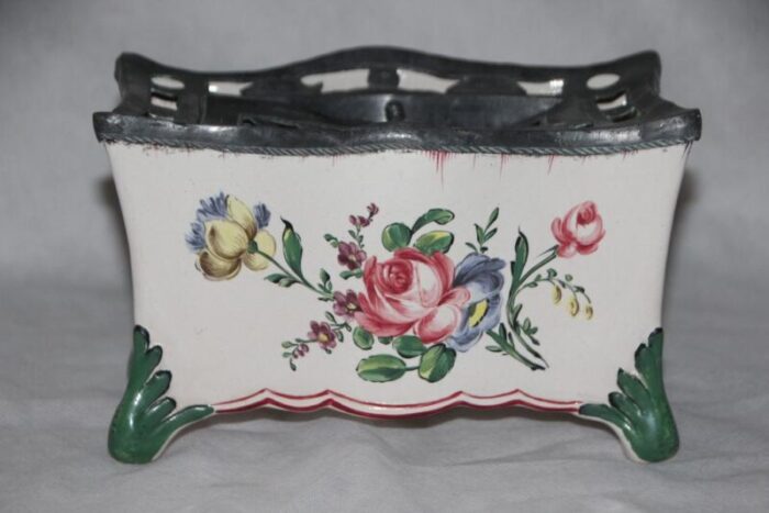 handpainted ceramic and pewter inkwell france 18th century 9981