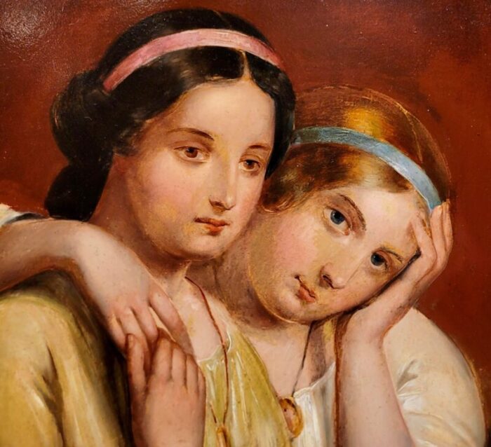 heinrich von angeli portrait of two young sisters 19th century oil painting 0671