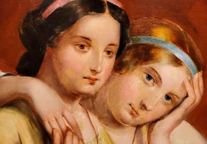 heinrich von angeli portrait of two young sisters 19th century oil painting 2414