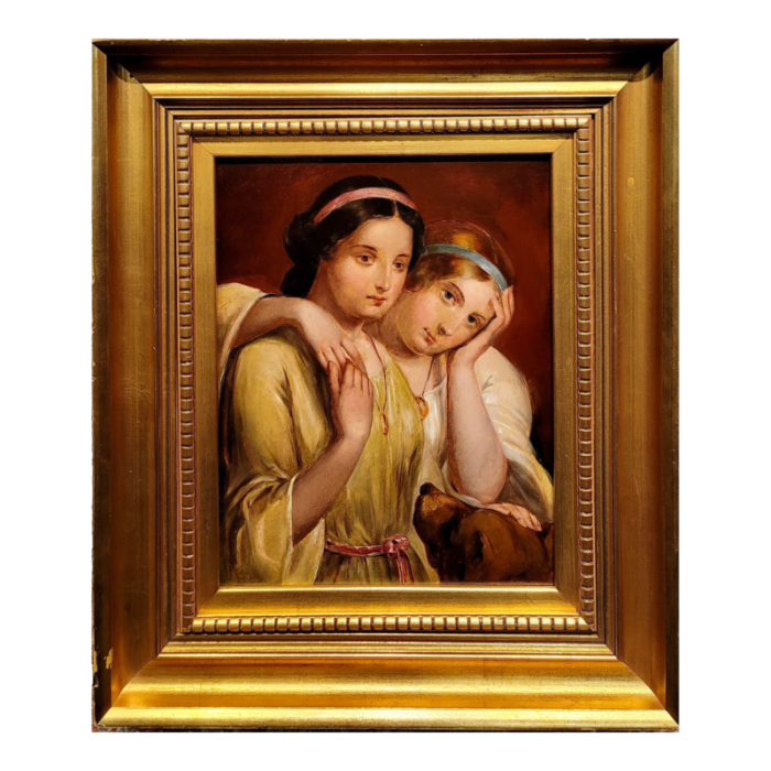 heinrich von angeli portrait of two young sisters 19th century oil painting 3279