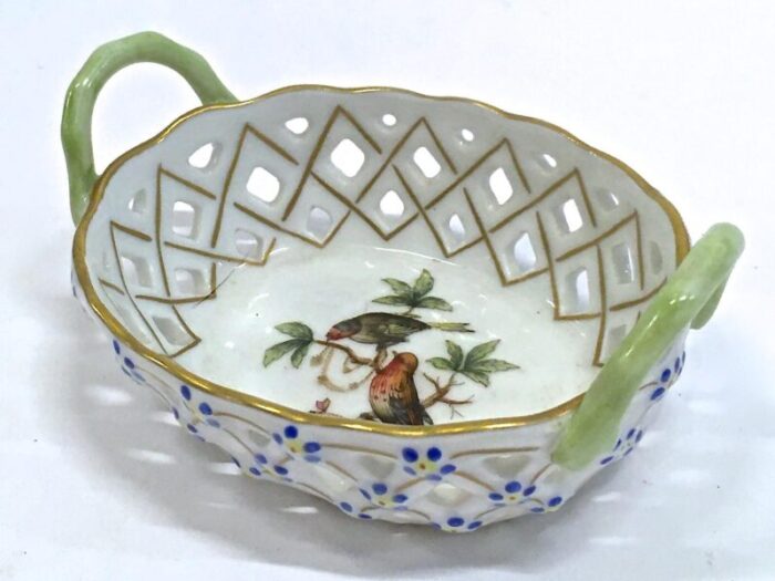 herend pierced wildbird and floral dish 6627