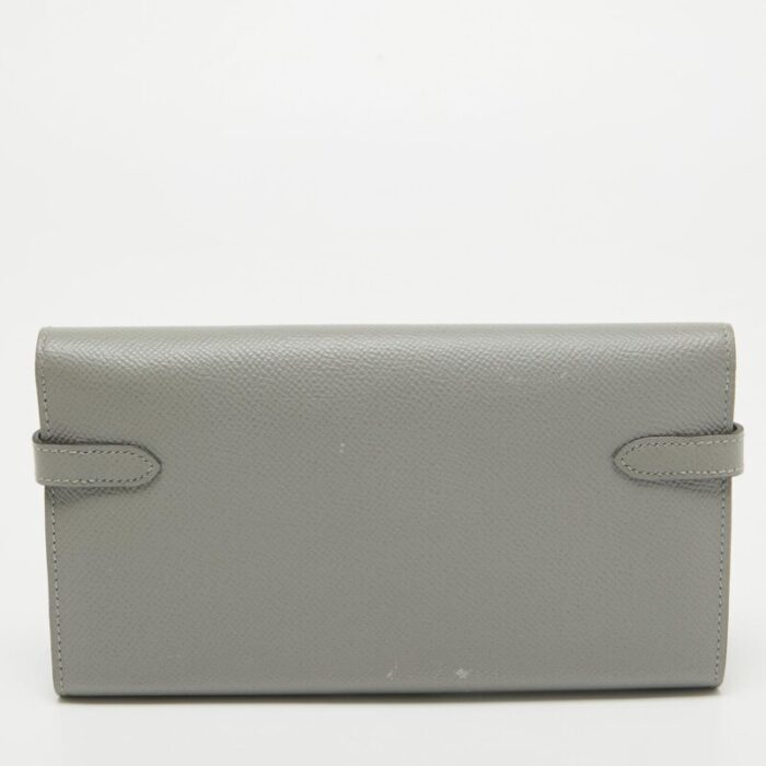 hermes gris mouette epsom leather kelly classic wallet 7601