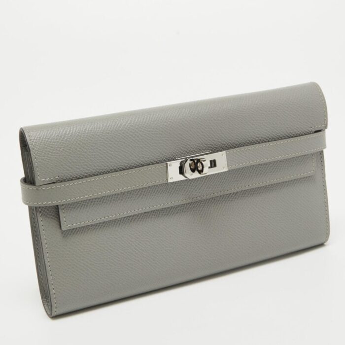 hermes gris mouette epsom leather kelly classic wallet 8098