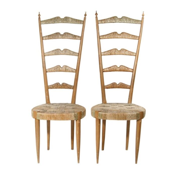 high back side chairs by paolo buffa 1950s set of 2 1