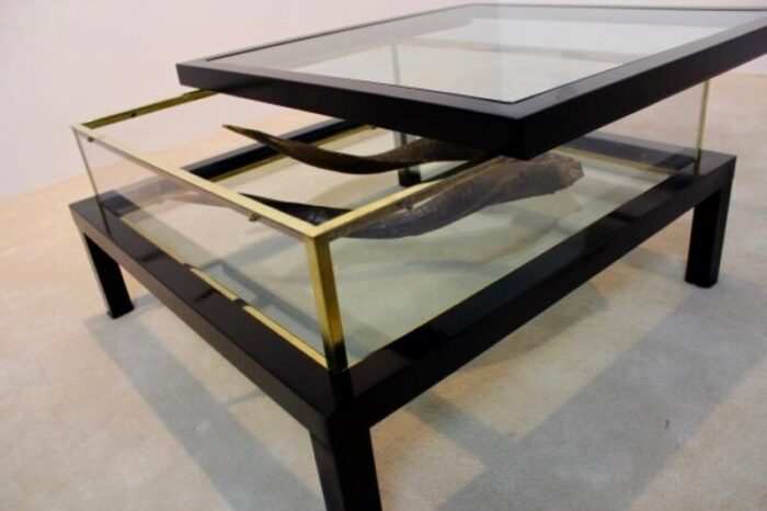 hollywood regency sliding top brass coffee table 3