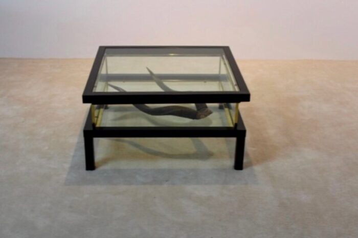 hollywood regency sliding top brass coffee table 7