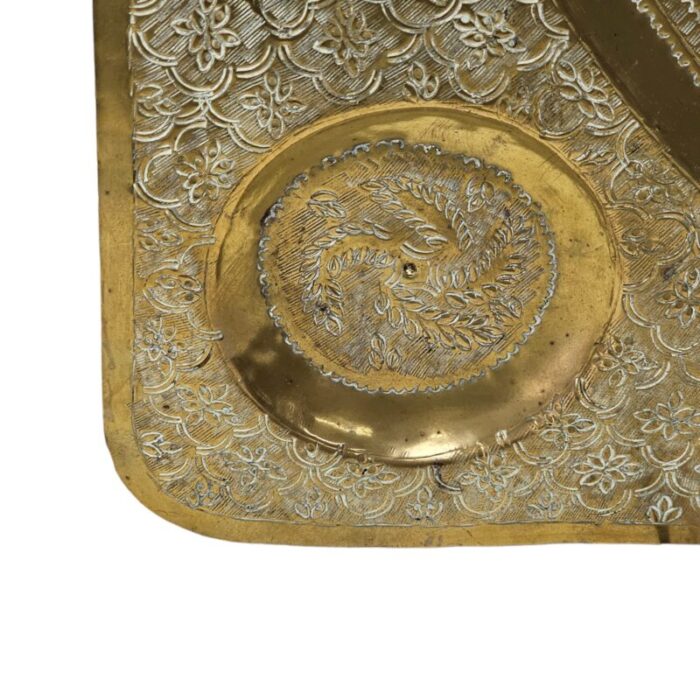 indian etched brass tabletop tray 265 2594