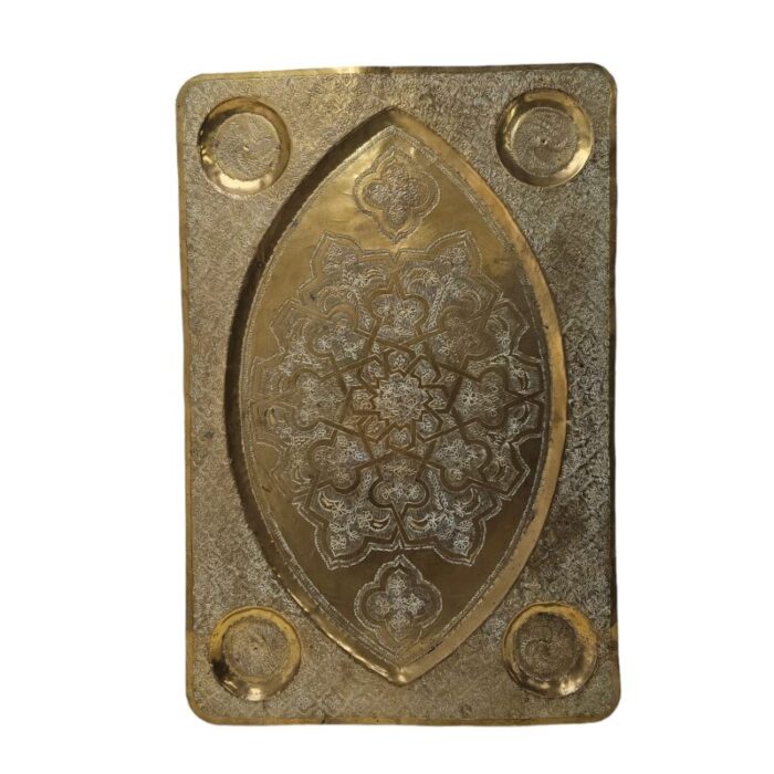 indian etched brass tabletop tray 265 3276