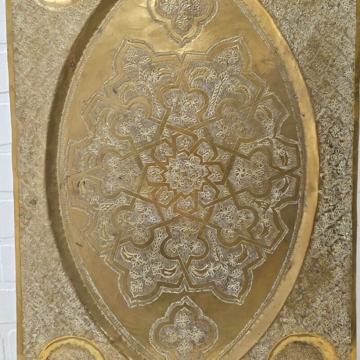 indian etched brass tabletop tray 265 3290