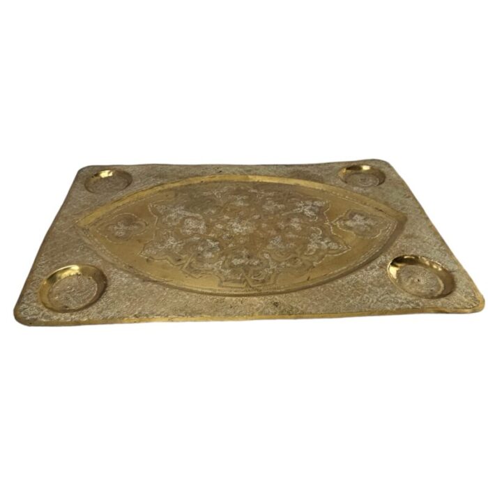 indian etched brass tabletop tray 265 4701